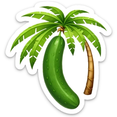 cucumber hangs on a palm tree branch sticker