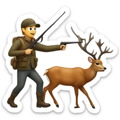 Hunting a deer sticker