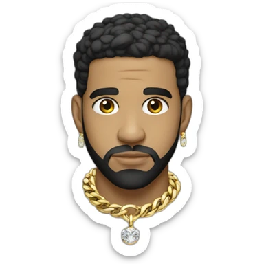 Drake (the artist) wearing a gold diamond owl chain  sticker