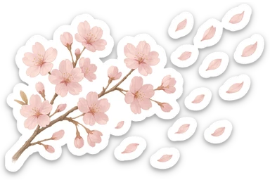 sakura blossom in the wind sticker