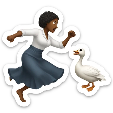 Black woman punching a goose sticker