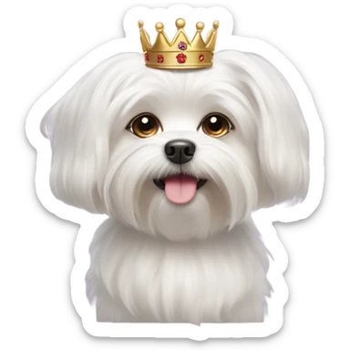 Maltese dog with a crown sticker