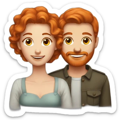 redhead couple sticker