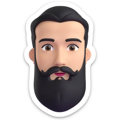 3d man with neat medium beard and connected eyebrows sticker