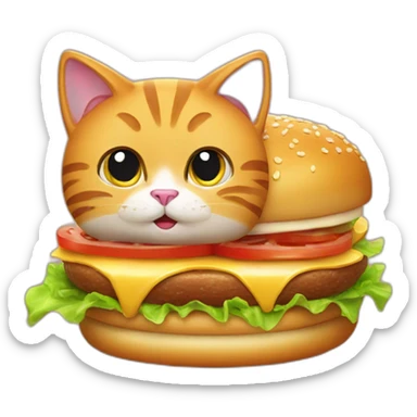 Cat eating a juicy hamburger thats really greasy sticker