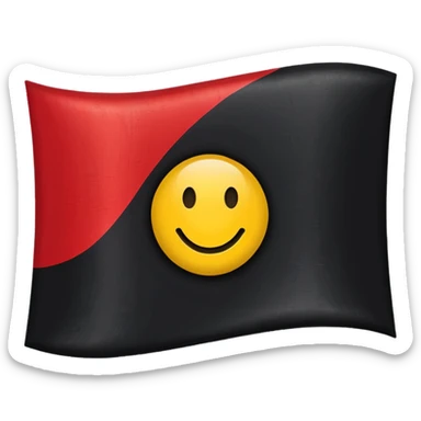 A wawy black and red rectangle with medium sized yellow circle in the middle flag sticker
