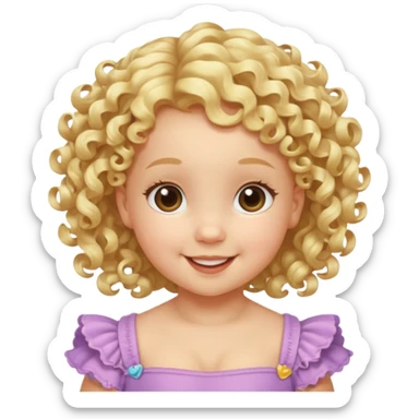 Cherubic Baby girl with curls bust sticker