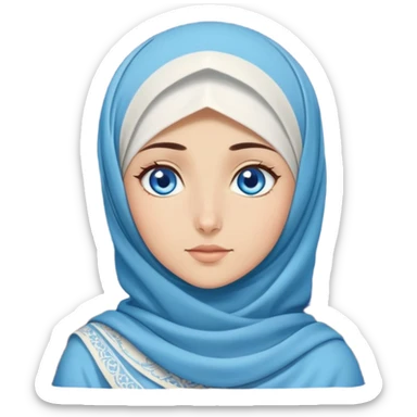 Turkish beautiful finish Konya girl blue eyes with moon hijab dress and watching the moonlight sky on the ground  sticker