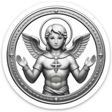 seal of Archangel Michael, simplified, bold lines, spiritual icon sticker
