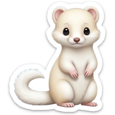 White furry cute Kawaii adorable ermine-weasel-hybrid (full body) sticker