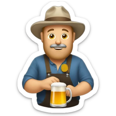 Un Homme au grand nez tien une biere sticker