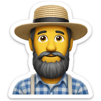 amish straw hat and beard without mustache full body one photo sticker