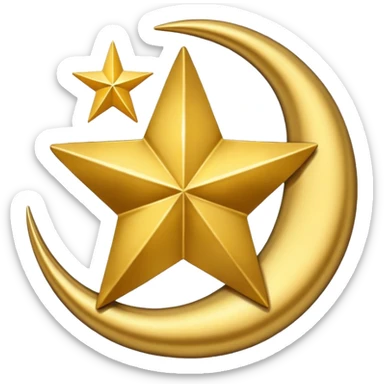 Star and Crescent emoji with black background and no face only star and crescent. sticker