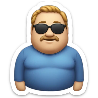 Fat man con gafas y el pelo corto diciendo hola sticker