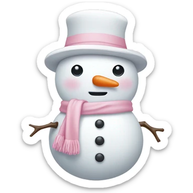 Cute white and light pink snowman sticker