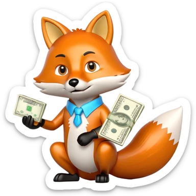 a 3d financial fox low on cash sticker