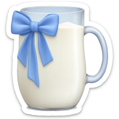 Glass of milk with a Periwinkle bow wrapped around the glass  sticker