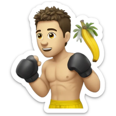 French Kick Boxer eat Banana and Pineapple sticker