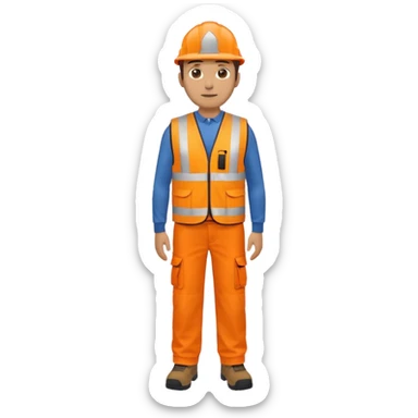 man in orange hi vis vest and chinos, no helmet, standing full body sticker