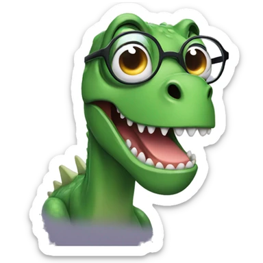 Crying dinosaur with glasses sticker