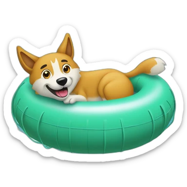 A dingo floating in an inner tube in a pool sticker
