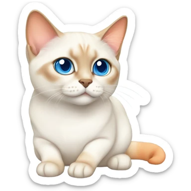 chubby flame point Siamese, white fur with orange accents and blue eyes  sticker