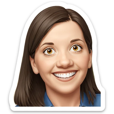 happy girl with brown hair sticker