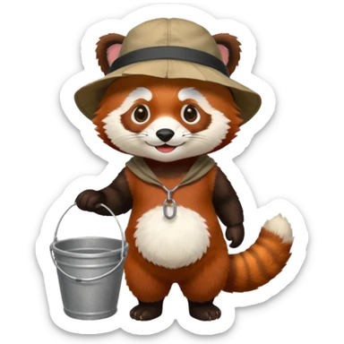 red panda wearing bucket hat, full body sticker