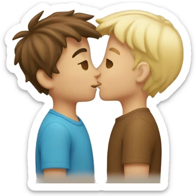 Two boys kissing, one blond and one brown haired sticker