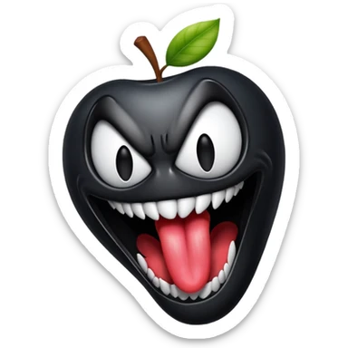 Venom symbiote apple style emoji, tongue out, playful and chaotic expression sticker