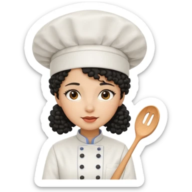 Una chica chef de cabello negro con rulos sticker