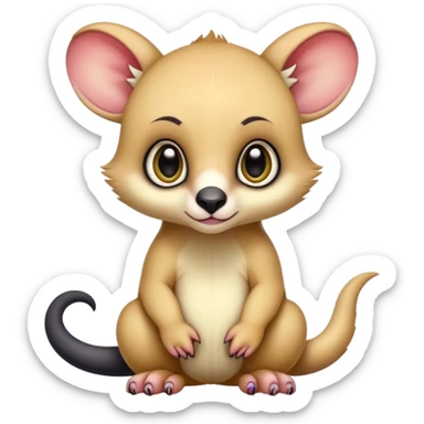 Adorable colorful baby edgy animal-hybrid full body, big Eyes, marsupial  sticker