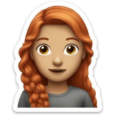 Girl with a long red hair and gray eyes  sticker
