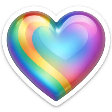 heart with a rainbow shimmer center sticker
