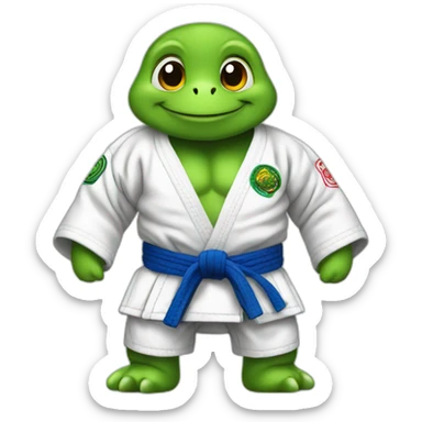 Turtle wearing Jiu-Jitsu gi sticker