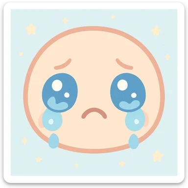crying face, kawaii style sticker