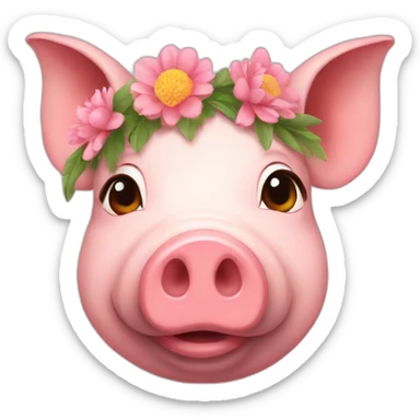 pig-with-flower-crown sticker