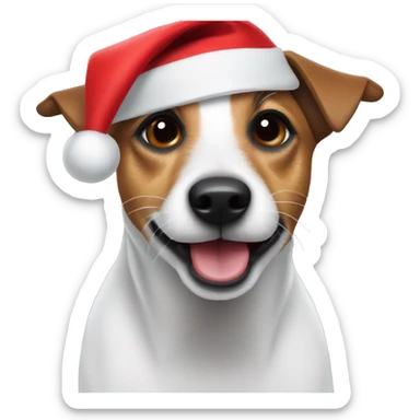 Jack russel wearing santa hat sticker