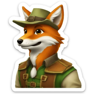 renard deguisee en robin des bois rajoute le lui le petit chapeau de robin ds bois vert sticker