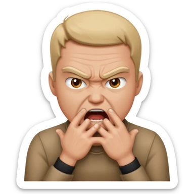 Grabbing throat with hands and looking angry  sticker