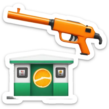 create an orange oil feeder gun in a gas station sticker
