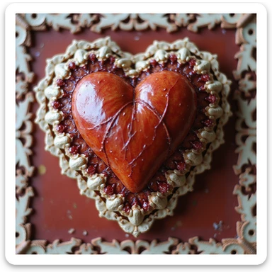 photorealistic high detail heart with lace border sticker