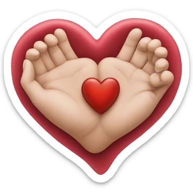 Heart made with hand with heart inside sticker