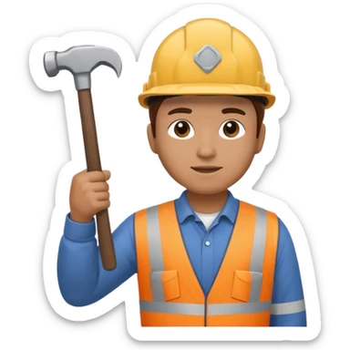 mach mir einen bauarbeiter von hinten der die rechte hand gehoben hat mit einem hammer drinnen sticker