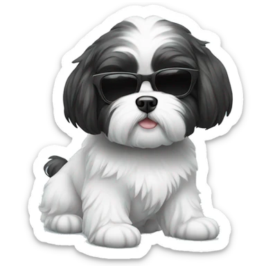 Black And White Shih Tsu wearing sunglasses  sticker
