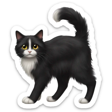 long haired tuxedo cat sticker