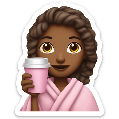 Girl in pink towel holding coffee  sticker