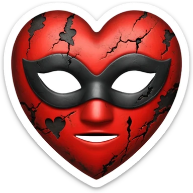 heart with a dark mask and grunge texture sticker