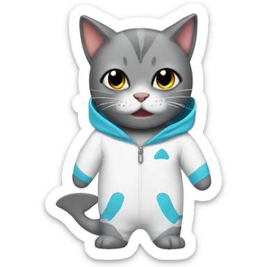 Cat with a shark onesie sticker