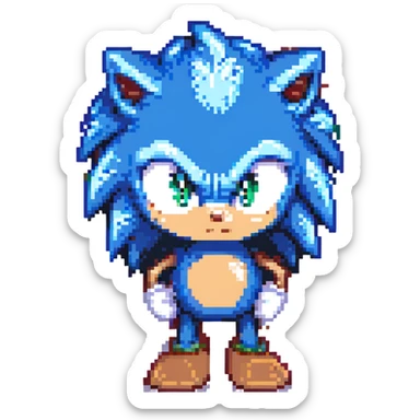 Sonic the Hedgehog with a sad expression sticker